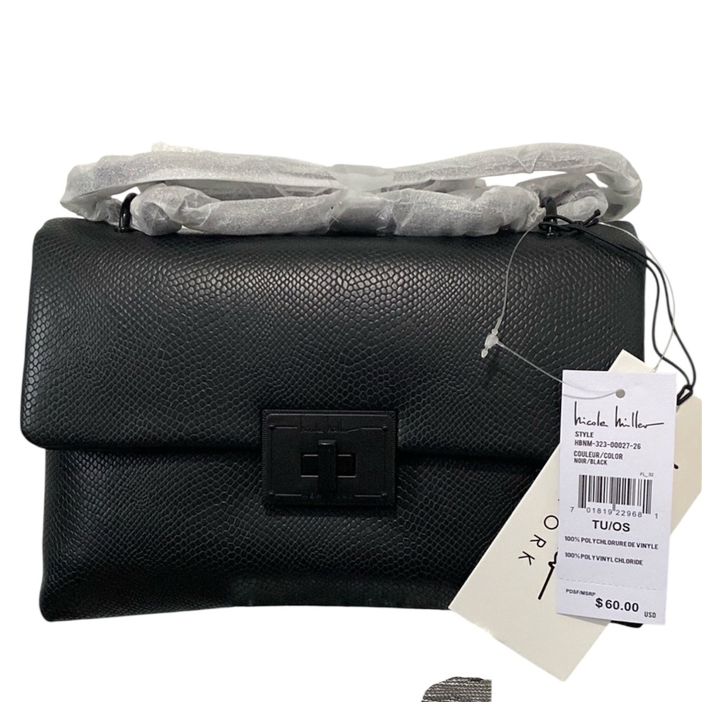 Nicole Miller Black Textured Crossbody/Shoulder Bag NWT